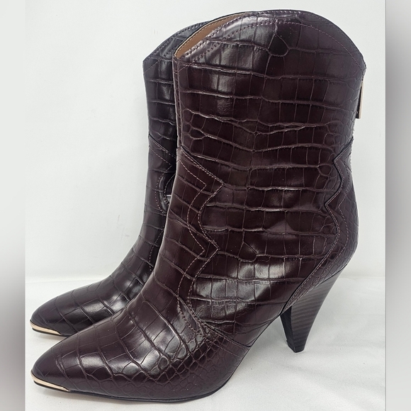 Nanette Lepore Shoes - Nanette Lepore Women's Sage Faux Leather Brown Croc Cowboy Boots Size 9.5M